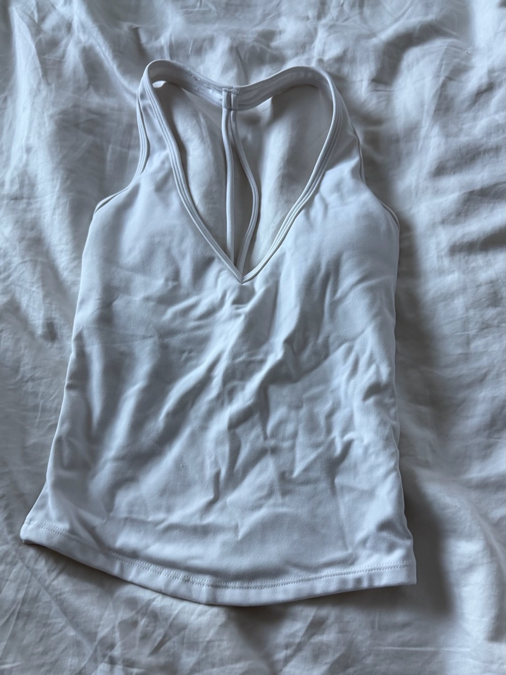 Crop Shop Boutique White V-Neck Racerback Crop Top